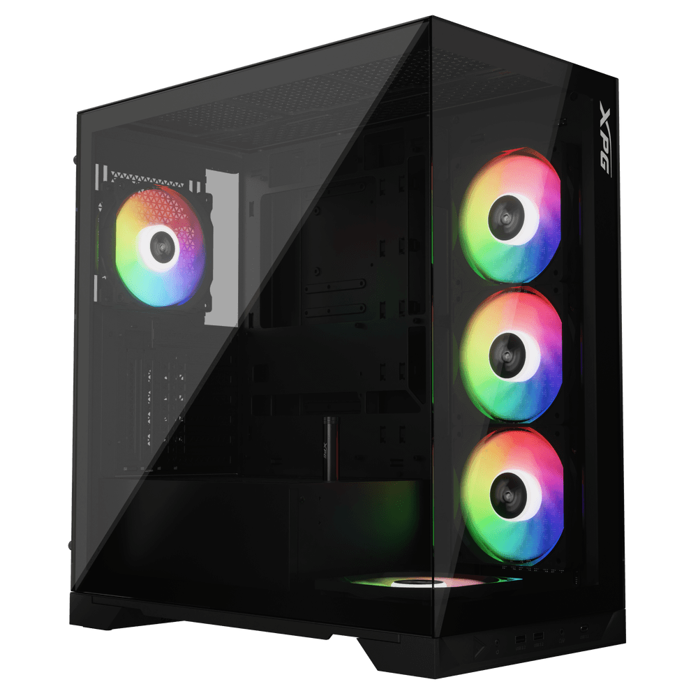 Корпус XPG INVADER X BLACK (INVADERXMT-BKCWW) Mid-Tower Gaming ATX PC Case with Panoramic View, Tempered Glass Panels, and RGB L