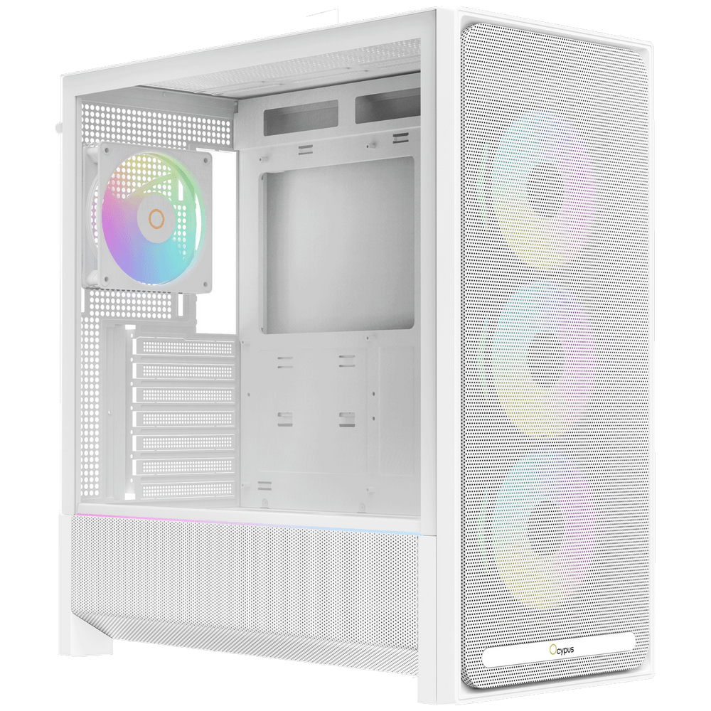 Корпус для ПК Ocypus Delta-C70-WHG400XX-GL Case Delta C70 WH ARGB EATX / win / white / 4 ARGB fans / no PSU