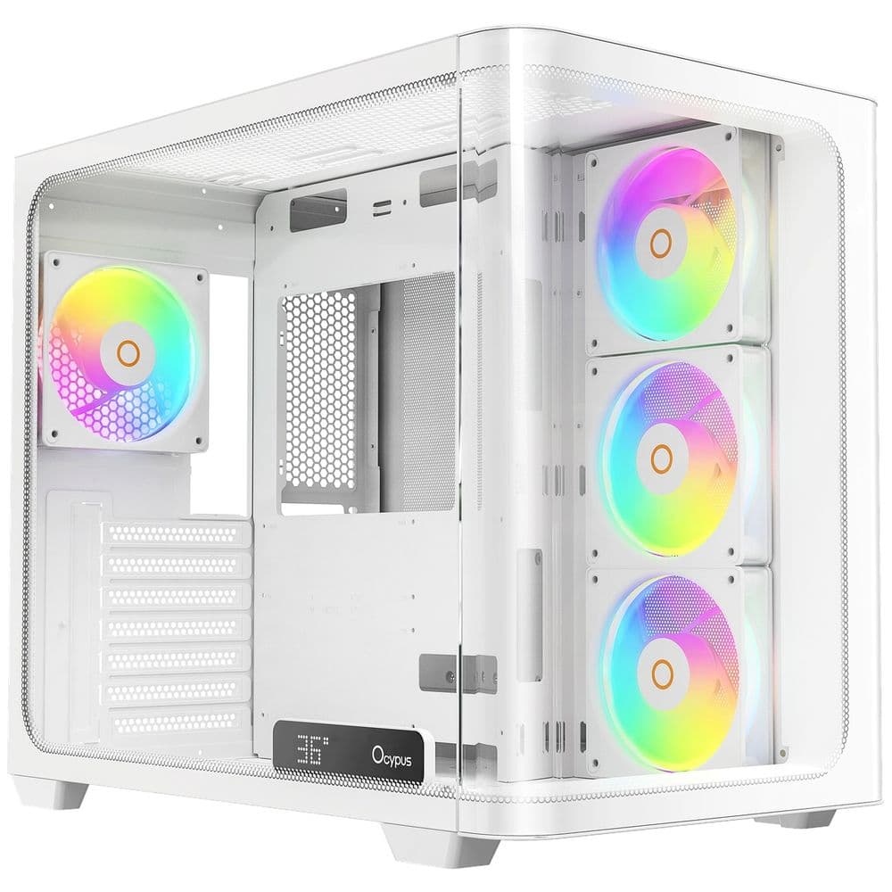 Корпус для ПК Ocypus Iota-C70-WHD400CD-GL Case Iota C70 WH Curve ARGB Digital ATX / win / white / 6 ARGB fans / / no PSU / Tempe