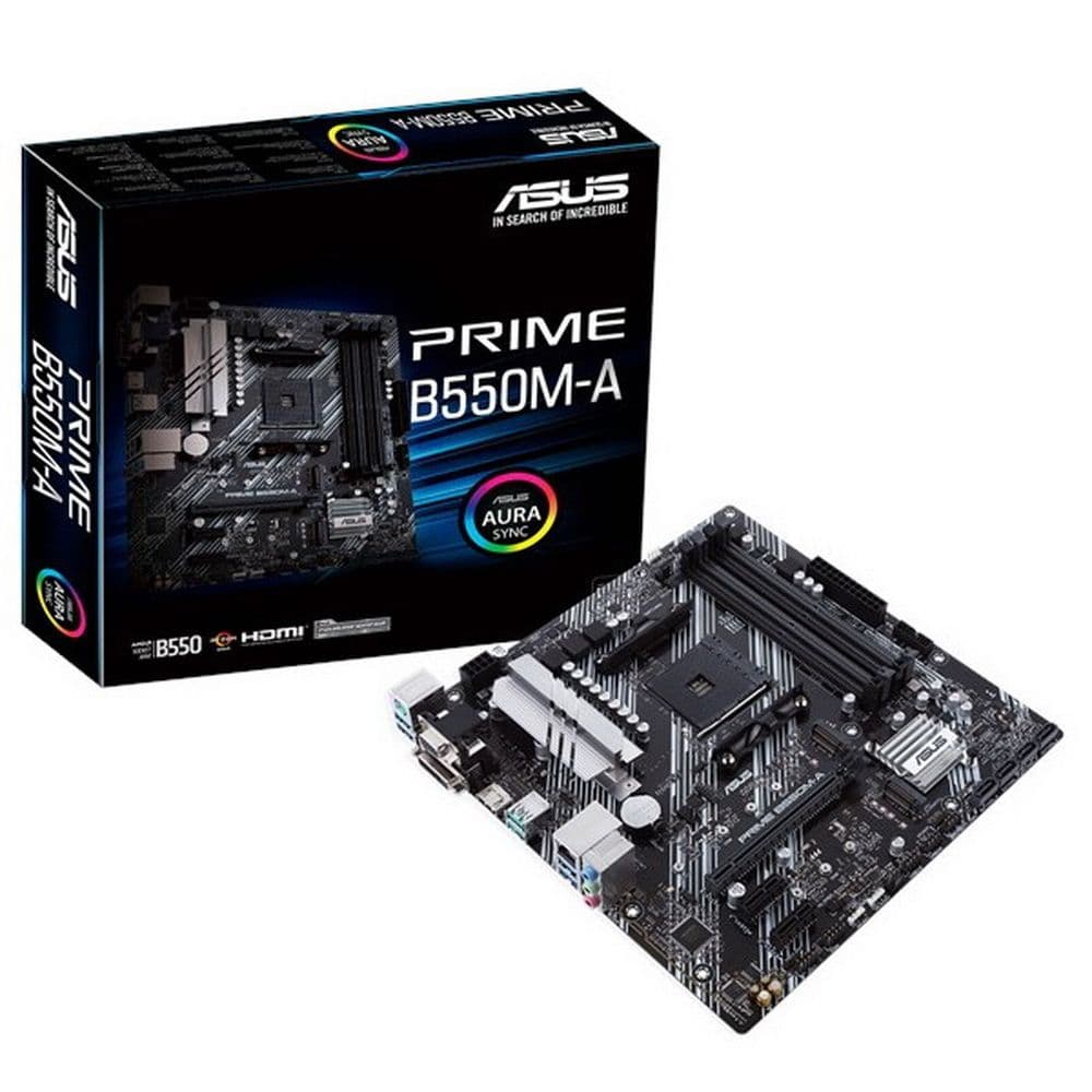 Материнская плата ASUS PRIME B550M-A AM4 mATX 4xDDR4 PCIEx16 2xPCIEx1 2xM.2 HDMI DVI VGA GLAN 10