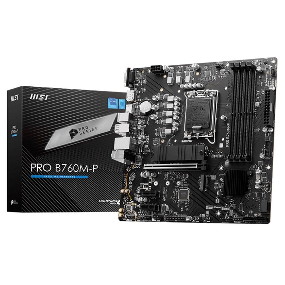 Материнская плата MSI PRO B760M-P B760, LGA1700, 4*DDR5, 1*PCIEx16, 2*PCIEx1, 2*M.2, 1*TypeC, 3*USB3.2Gen1, 8*USB2.0, 4*SATA3.0