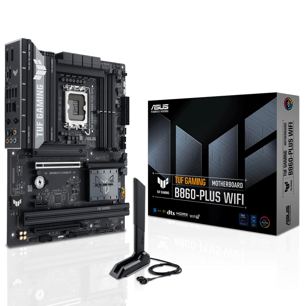 Материнская плата ASUS TUF GAMING B860-PLUS WIFI LGA1851 ATX 4xDDR5 2xPCIEx16 PCIEx1 3xM.2 USB-C DP HDMI 2.5GLAN Wi-Fi 7