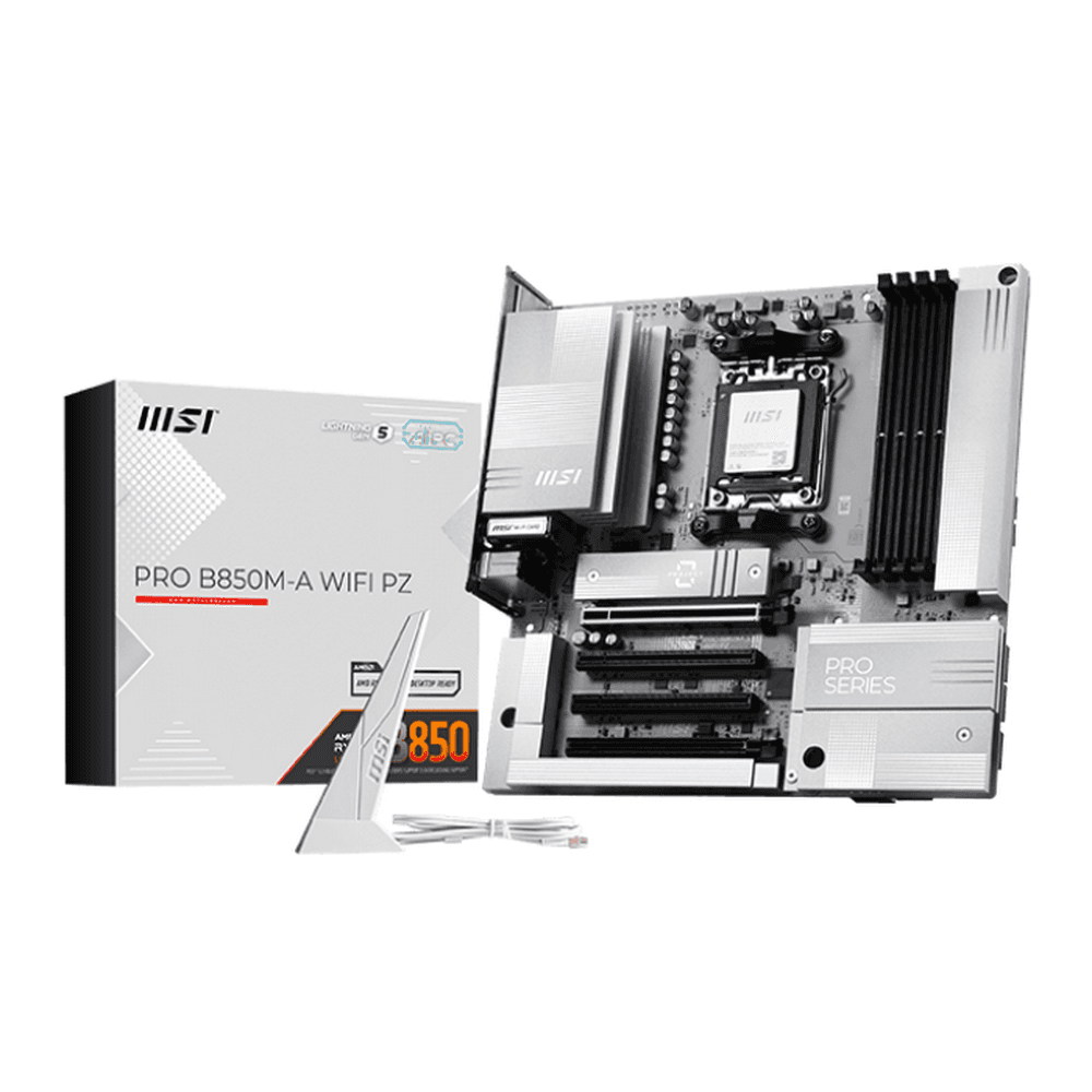 Материнская плата MSI PRO B850M-A WIFI PZ B850, AM5, 4*DDR5, 4*PCIEx16, 2*M.2, 3*TypeC, 3*USB3.2Gen2, 5*USB3.2Gen1, 4*USB2.0, 4*