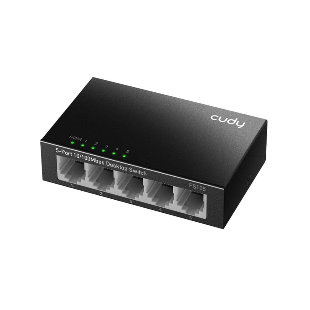 Коммутатор CUDY 5-Port 10/100 Mbps Metal Switch 5-Port 10/100 Mbps Desktop Switch, 5 10/100M RJ45 Ports, Loop Detection, Metal C