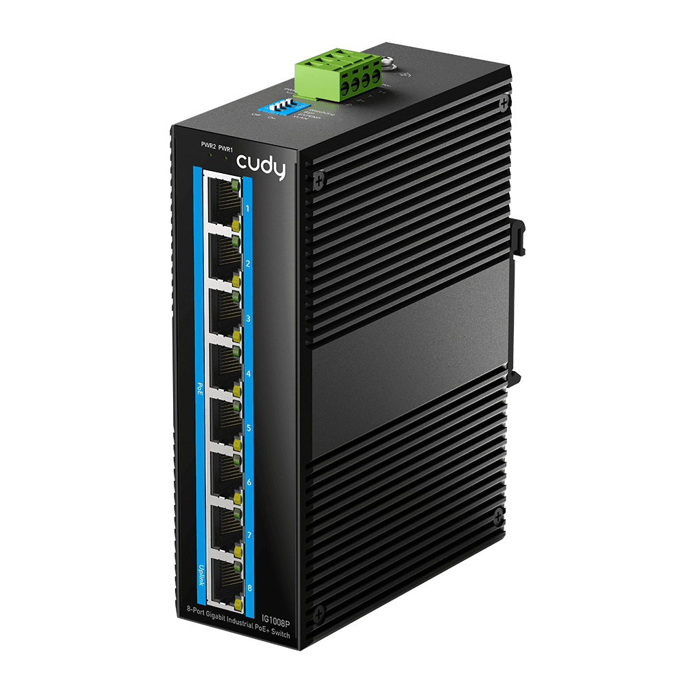 Коммутатор CUDY 8-Port Gigabit Industrial PoE Switch 8-Port Aluminum Industrial PoE Switch, 1000Mbps 8-Port RJ45, 802.3at/af, Di