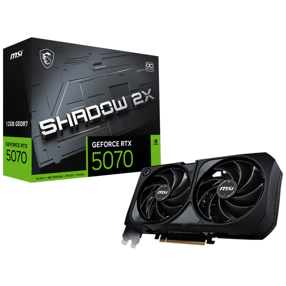 Видеокарта MSI RTX5070 SHADOW 2X OC 12GB GDDR7 192bit 3xDP HDMI 2FAN RTL