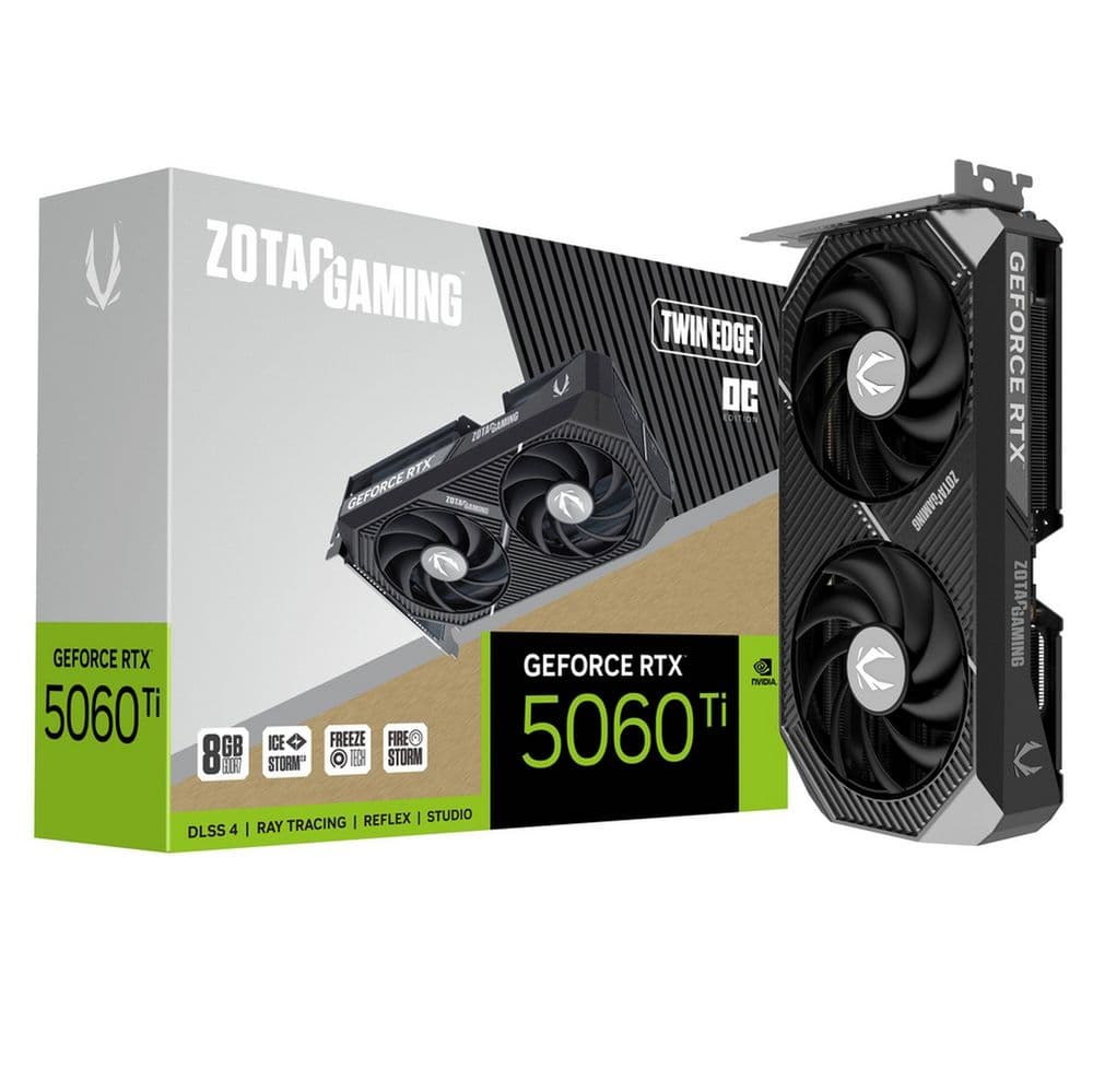 Видеокарта Zotac RTX5060Ti TWIN EDGE OC 8GB GDDR7 128bit 3xDP HDMI 2FAN MEDIUM PACK