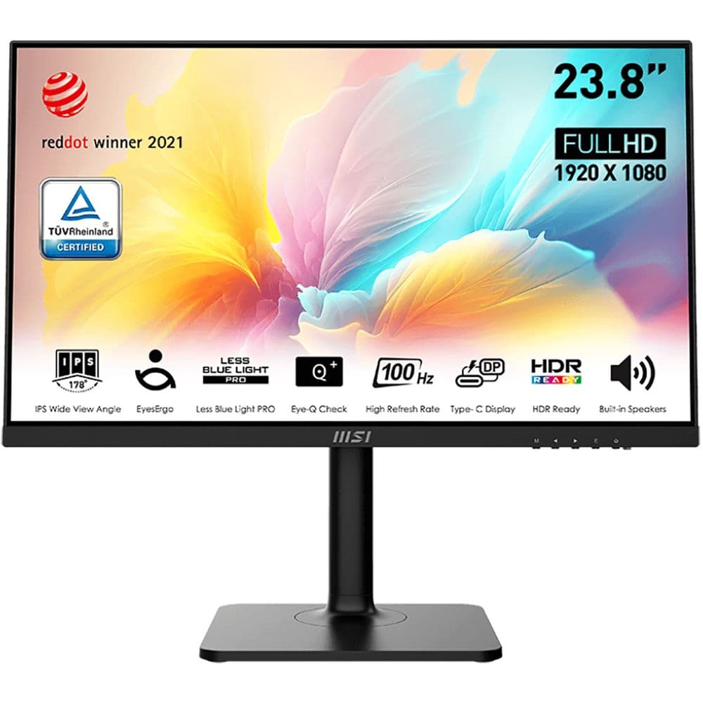 Монитор 23.8" MSI Modern MD2412P IPS, 1920x1080, 100Hz, 4ms, 300сd/m, 1000:1, HDR | HDMI(1.4), Type-C(PD-15W) | HAS, Pivot, Swi