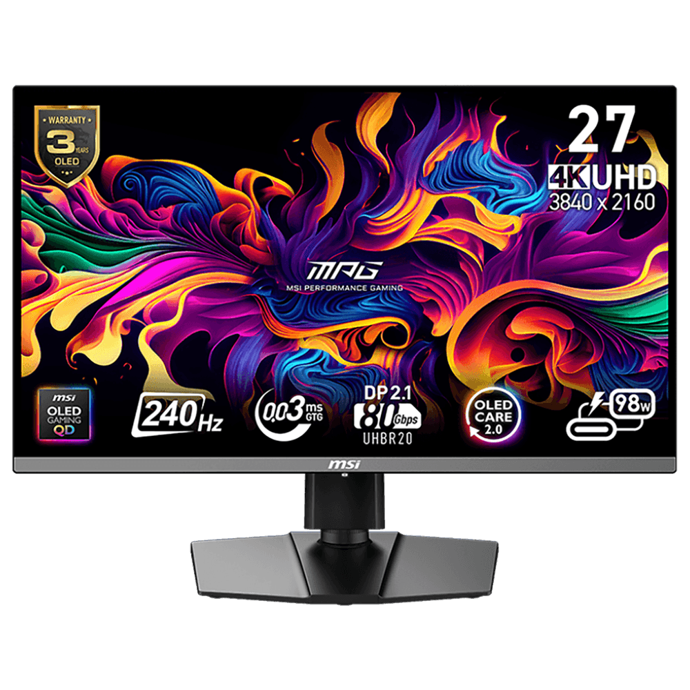 Монитор 26.5" MSI MPG 272URX QD-OLED QD-OLED, 3840x2160, 240Hz, 0,03ms, 250сd/m, 1500000:1, HDR10 | 2xHDMI(2.1), DP(2.1a), Type