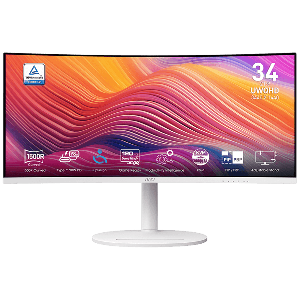 Монитор 34" MSI Modern MD342CQPW Curved VA, 3440x1440, 120Hz, 4ms, 300сd/m, 3500:1, HDR | 2xHDMI(2.0b), DP(1.4a), Type-C(PD-98W)