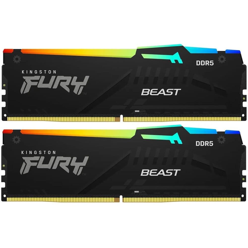 Модуль памяти Kingston 32GB DDR5 5600 DIMM FURY Beast Black RGB kit 2*16,Non-ECC, CL40, 1.25V, 288-pin RTL