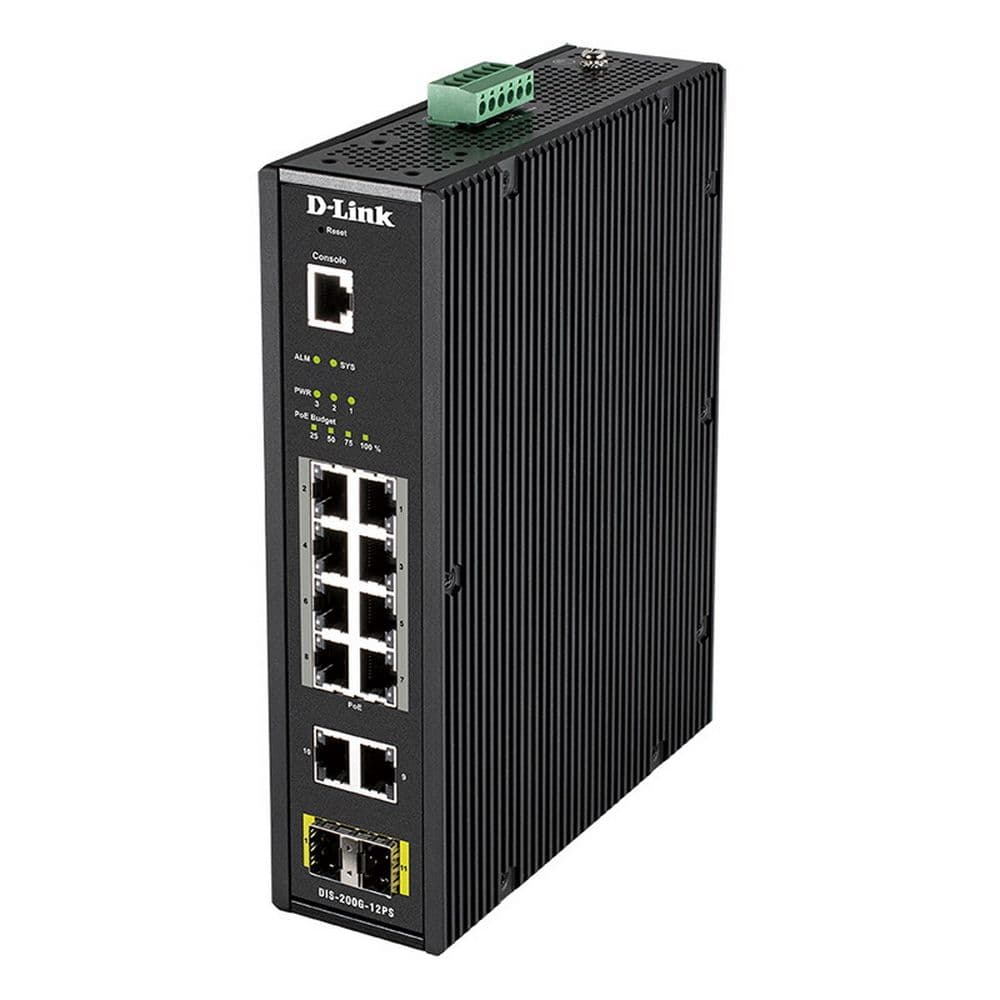 Коммутатор D-Link DIS-200G-12PS/A2A Промышленный управляемый L2 коммутатор с 10 портами 10/100/1000Base-T и 2 портами 1000Base-X