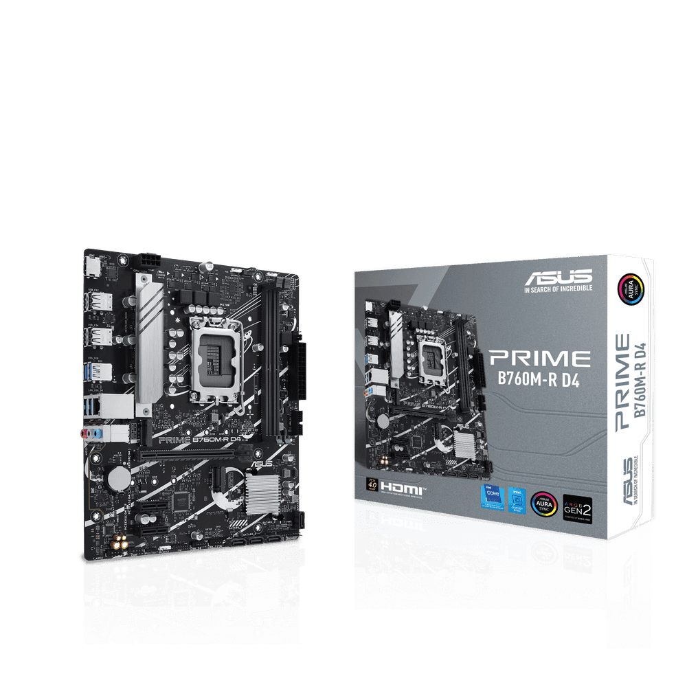 Материнская плата ASUS PRIME B760M-R D4 LGA1700 mATX 2xDDR4 PCIEx16 2xPCIEx1 2xM.2 HDMI 2.5GLAN