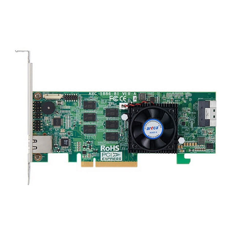 RAID-контроллер Areca ARC-1886-8I PCIe 4.0 x8 Low Profile, NVMe/SAS/SATA 12G, RAID 0,1,5,6,10,50,60, 8port (1*int SFF8654 x8), C