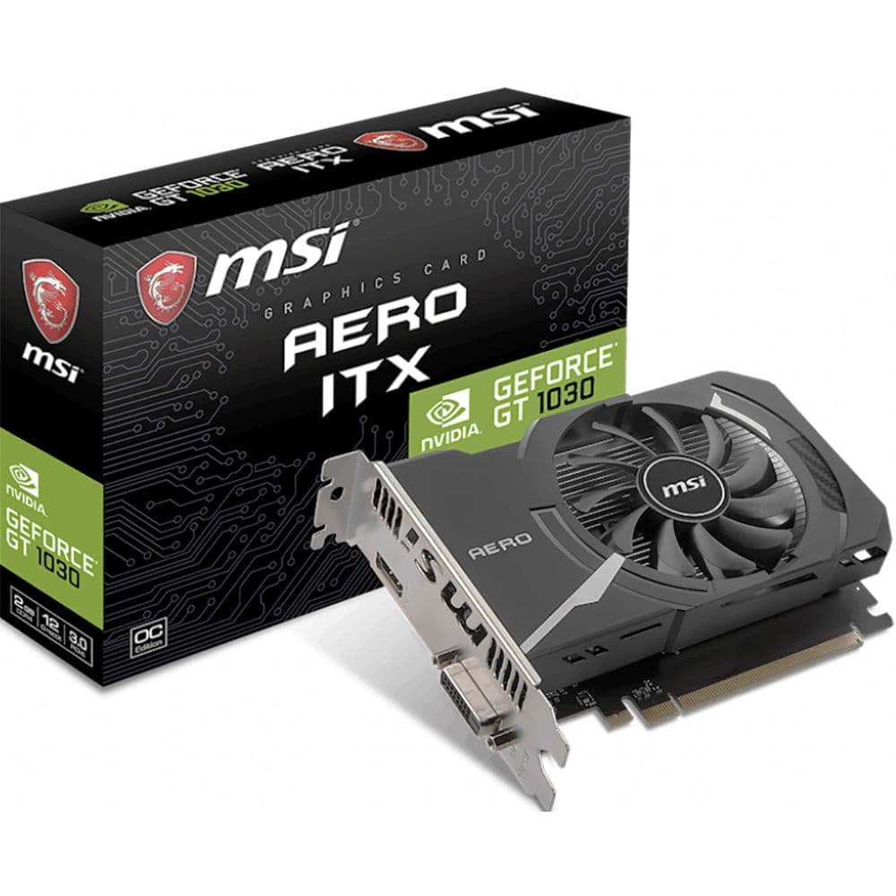 Видеокарта MSI GT1030 AERO ITX OC 2GB DDR4 64bit DVI HDMI 1FAN RTL 20