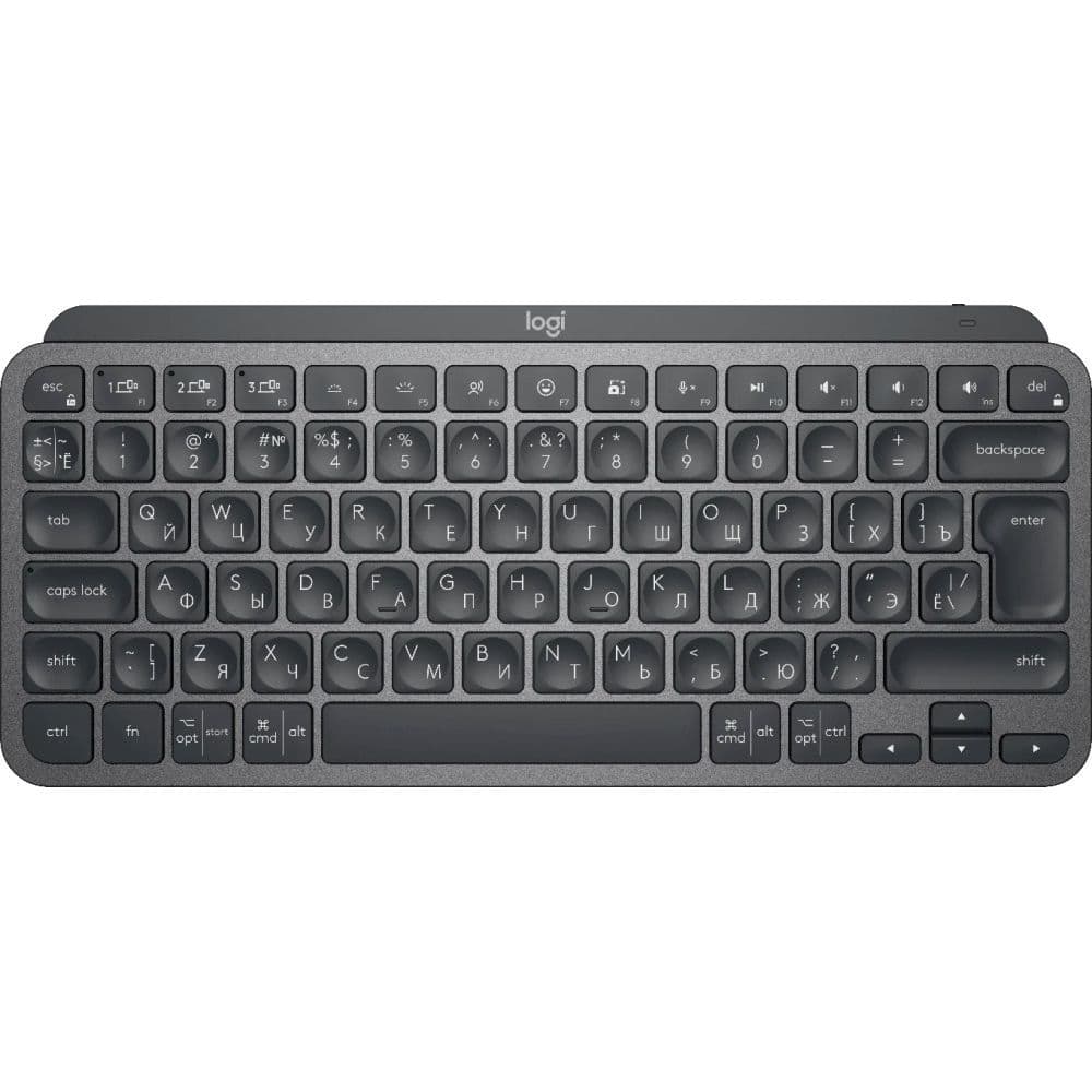 Клавиатура беспроводная Logitech MX Keys Mini Graphite |920-010501| Компактная, черная, Bluetooth LE/Logi Bolt, автоматическая п